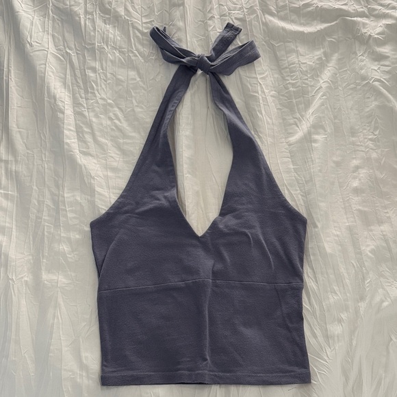 Hollister Tops - Hollister Grayish Blue Cropped Halter Top